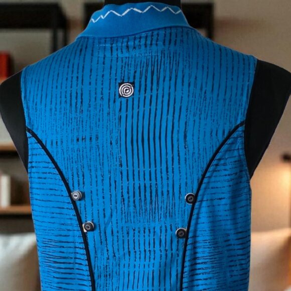 JAMIE SADOCK (MED) Golf Casual Qtr Zip Blue/Black Button Detail Cotton - Picture 7 of 9